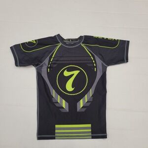 Seven Kimonos Rashguard Mens Small Nogi Black BJJ Jiu Jitsu Martial Arts Shirt
